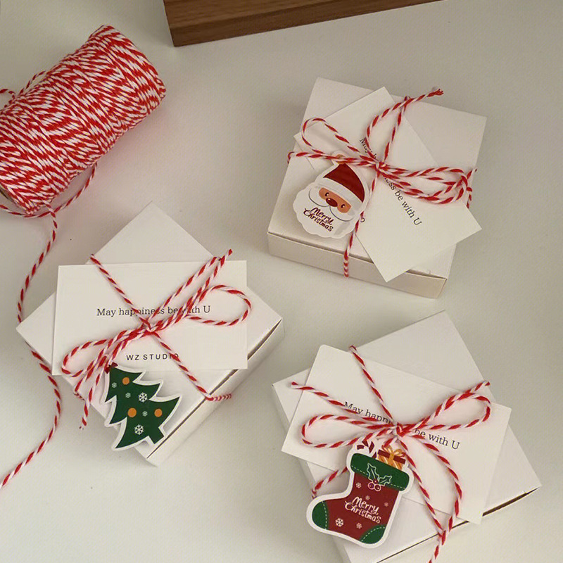 赤と白のコットンロープコットン糸クリスマスパーティー装飾クリスマスギフト包装DIYペンダントロープ包装ロープ100メートル|undefined