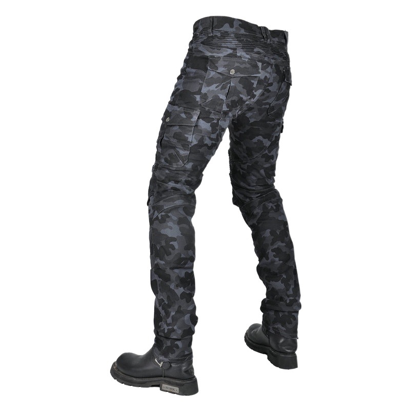 VOLERO Volum Gong motocicleta pantalones vaqueros de la motocicleta de la vendimia de camuflaje multi-Bolsa de ropa de trabajo pantalones anti-caída