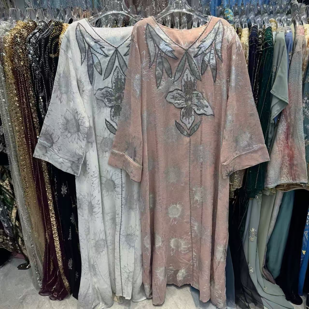 Foreign Trade Loose Plus-size Robe For Women, 2025 Autumn New Style, Heavy Embroidery Long-sleeve Dr, Elegant Long_ecoleips.com