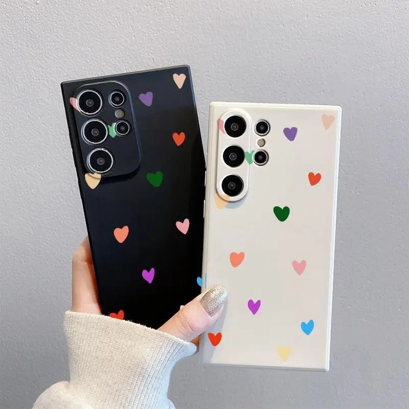 Uv Painted Colorful Heart-Shaped Samsung S25Ultra Mobile Phone Case New Model Galaxys23+ Silicone Soft Case Super Nice Looking