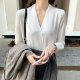 Interview Shirt 25 Spring and Summer Korean Versatile Korean V-neck Long Sleeve Elegant Slimming Women's Chiffon Shirt Spring Top
