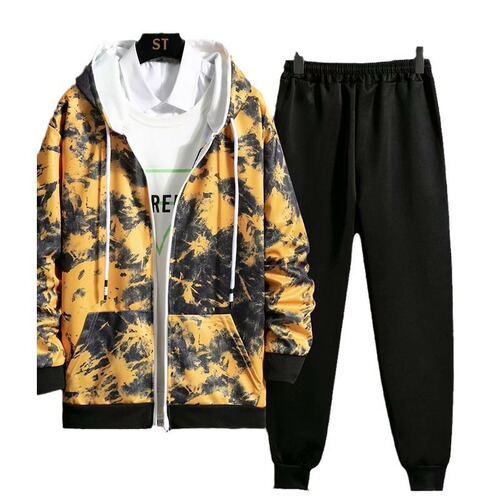 Autumn and Spring Men's Casual Long-Sleeve Fashion Quality Japanese Style Leisure Set Trendy Popular Open Jacket Sweatpants