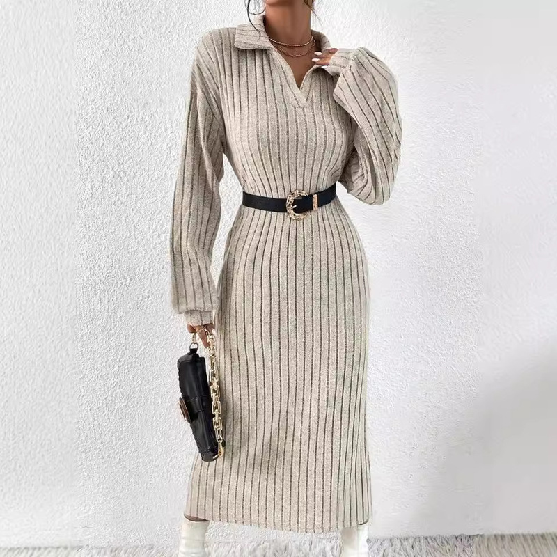 Solid color shoulder vent thigh dress (no belt)