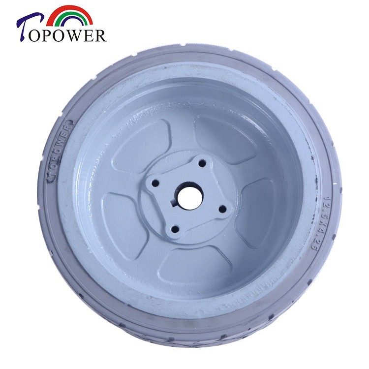 托普实心轮胎剪叉式高空作业平台车轮12.5x4.25灰胶白漆