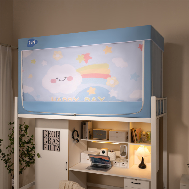 Nuevo tipo de instalación gratuita dormitorio de estudiantes cama individual mosquitera anti-mosquitos 2025 nueva cama superior e inferior dormitorio para bebés anti-caída
