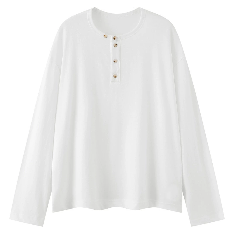 White base body-friendly long-sleeve, American style, oversize
