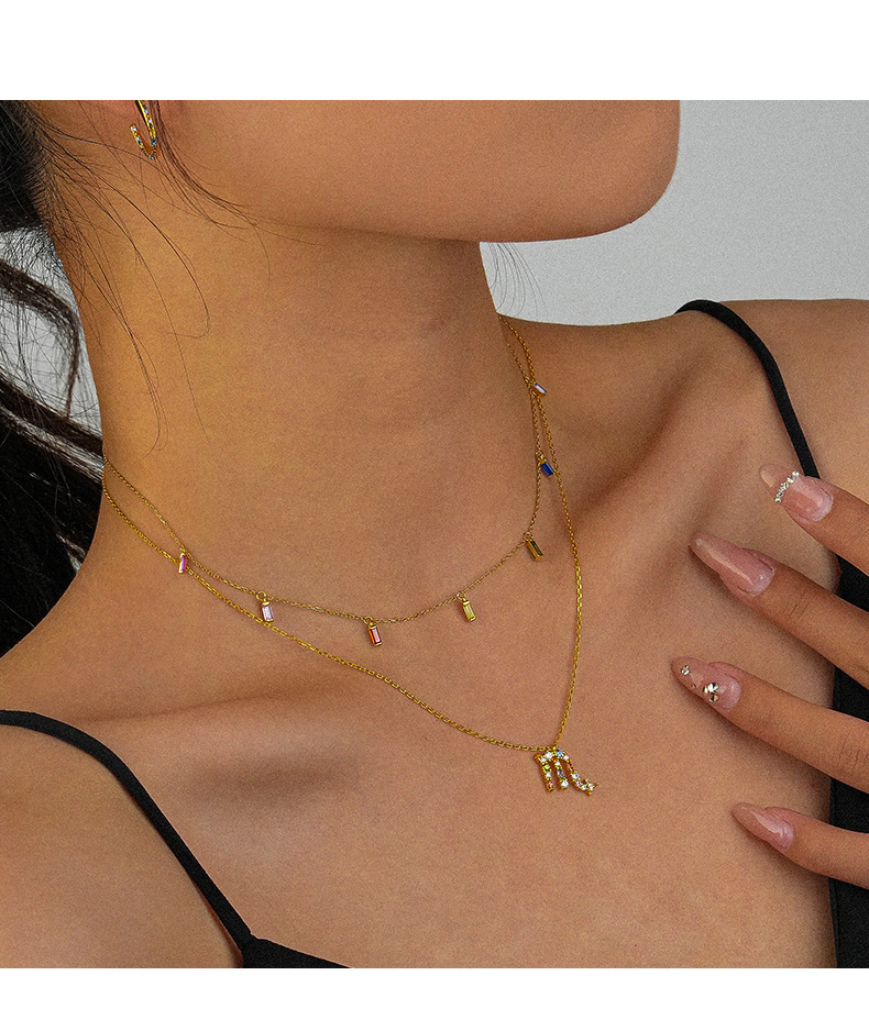 Zircon Inlay Material Pendant Necklace Classification 925 sterling silver Chain Material 925 Sterling Silver Zircon Plating Inlay Constellation Pendant Necklace