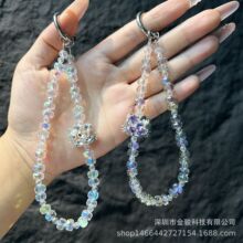 少女心kt猫车轮晶串珠手机链挂手腕简约手机吊饰挂件新款饰品扣绳