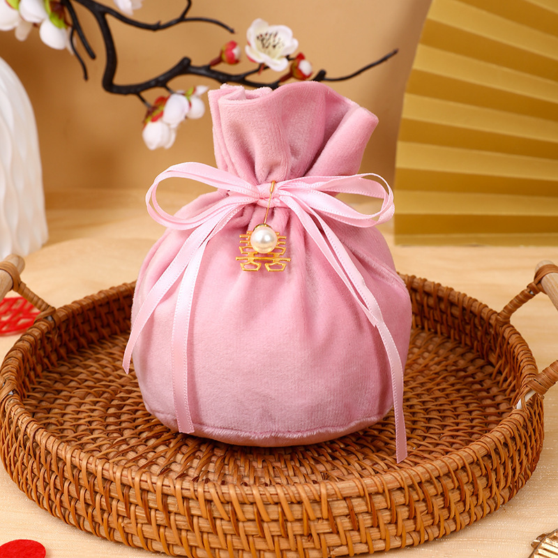 ヨーロッパ式の喜糖袋の創意的な丸い糸の布の結婚式の喜糖の箱のお土産の結婚祝いの祝日のプレゼントの袋の束のポケット|undefined