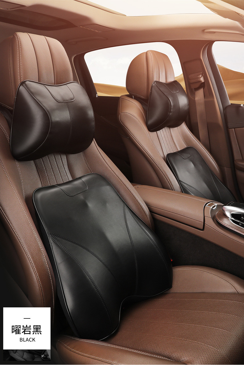 2026 New Car Accessories Leather Memory Foam Headrest and Lumbar Support in Lafite Red