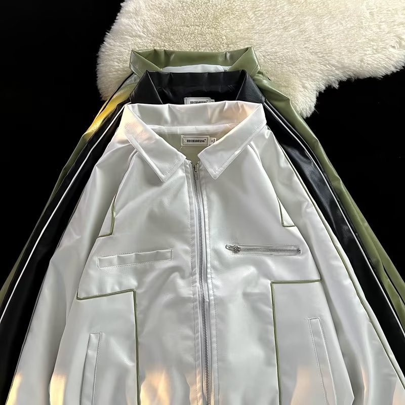 Primavera y otoño marca de moda chaqueta de cuero chaqueta de estilo masculino estilo coreano de moda retro locomotora de cuero pu chaqueta de moda