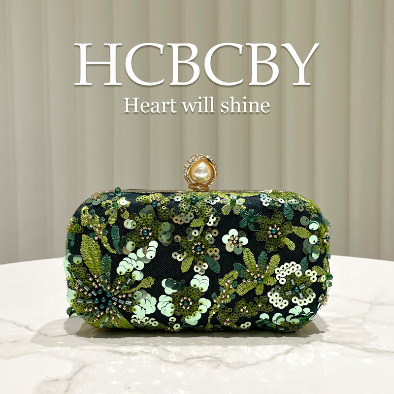 Dark Green Glitter Sequin Embroidered Beaded Embellished Clutch Bag, Women's Fashionable and Elegant Dress Evening Bag Dark Green Glitter Sequin Embroidered Beaded Embellished Clutch Bag, Women's Fashionable and Elegant Dress Evening Bag