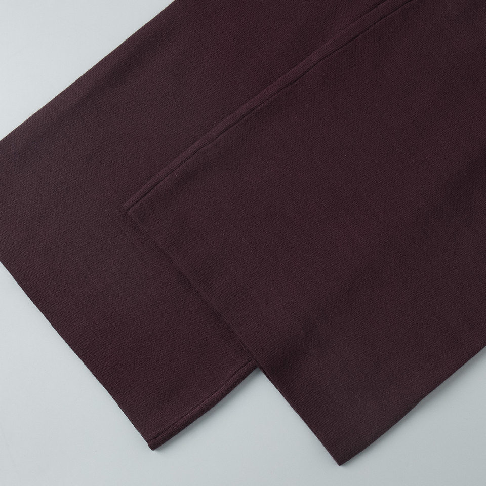 Bộ len dệt kim nữ áo cardigan tay dài quần dài màu trơn — Màu nâu, màu xám, mơ chi tiết 25