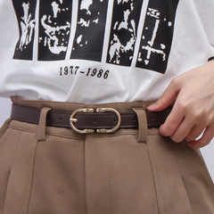 Women's Belt Versatile Jeans with Brown Belt Women's New Fashion Pin Buckle Black Korean Style One Piece Dropshipping