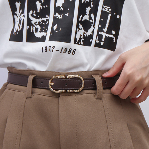 Women's Belt Versatile Jeans with Brown Belt Women's New Fashion Pin Buckle Black Korean Style One Piece Dropshipping