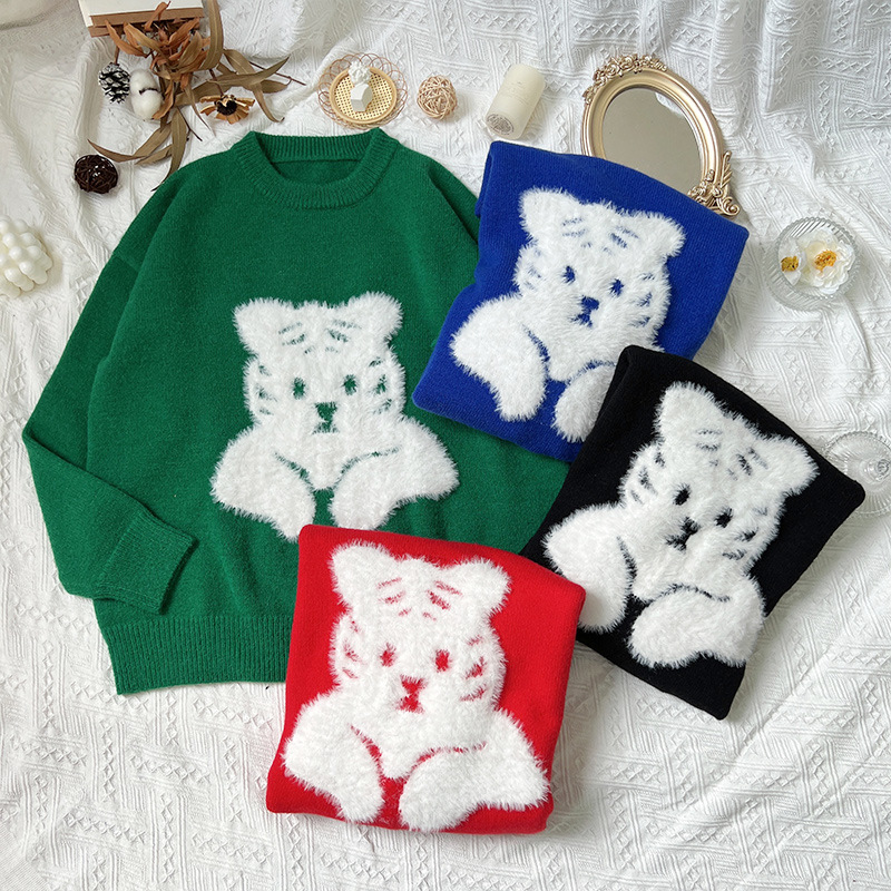 Summer red children's cartoon knitted demi-season sweater for men…
