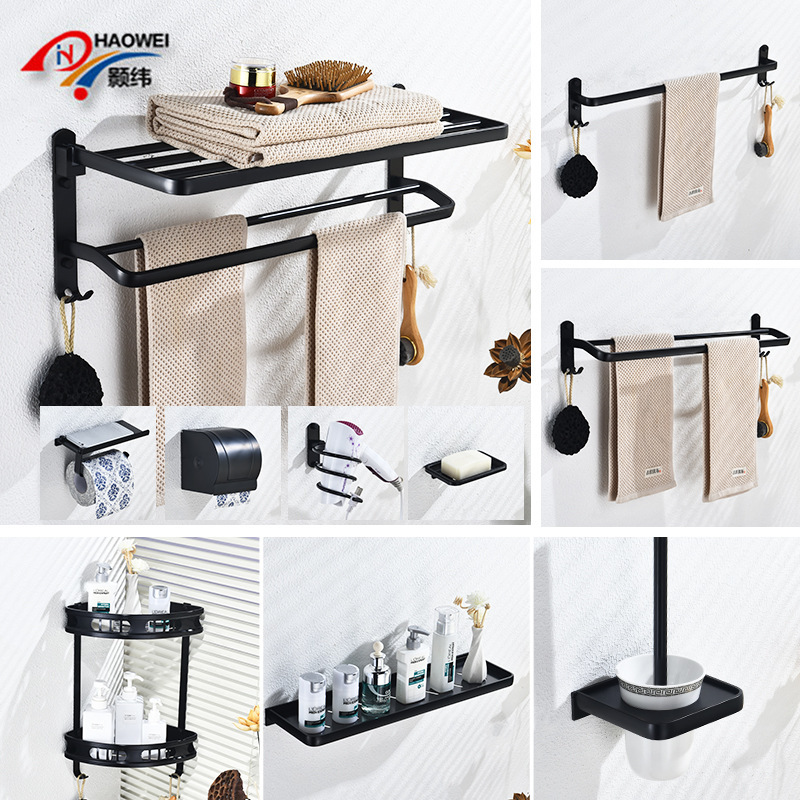 Bathroom Rack Non-perforated Towel Rack Bathroom Space Aluminum Multifunctional Storage Rack Bathroom Hardware Kit Bathroom Rack Non-perforated Towel Rack Bathroom Space Aluminum Multifunctional Storage Rack Bathroom Hardware Kit