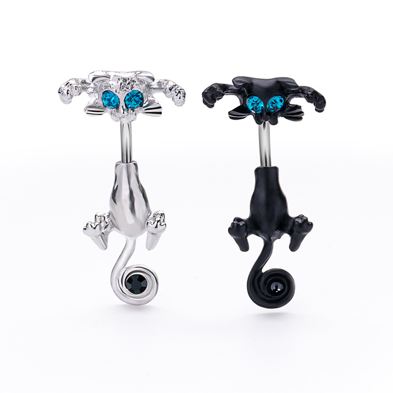 Belly Button Ring Navel Stud With Rhinestone In Stainless Steel_voghion.com