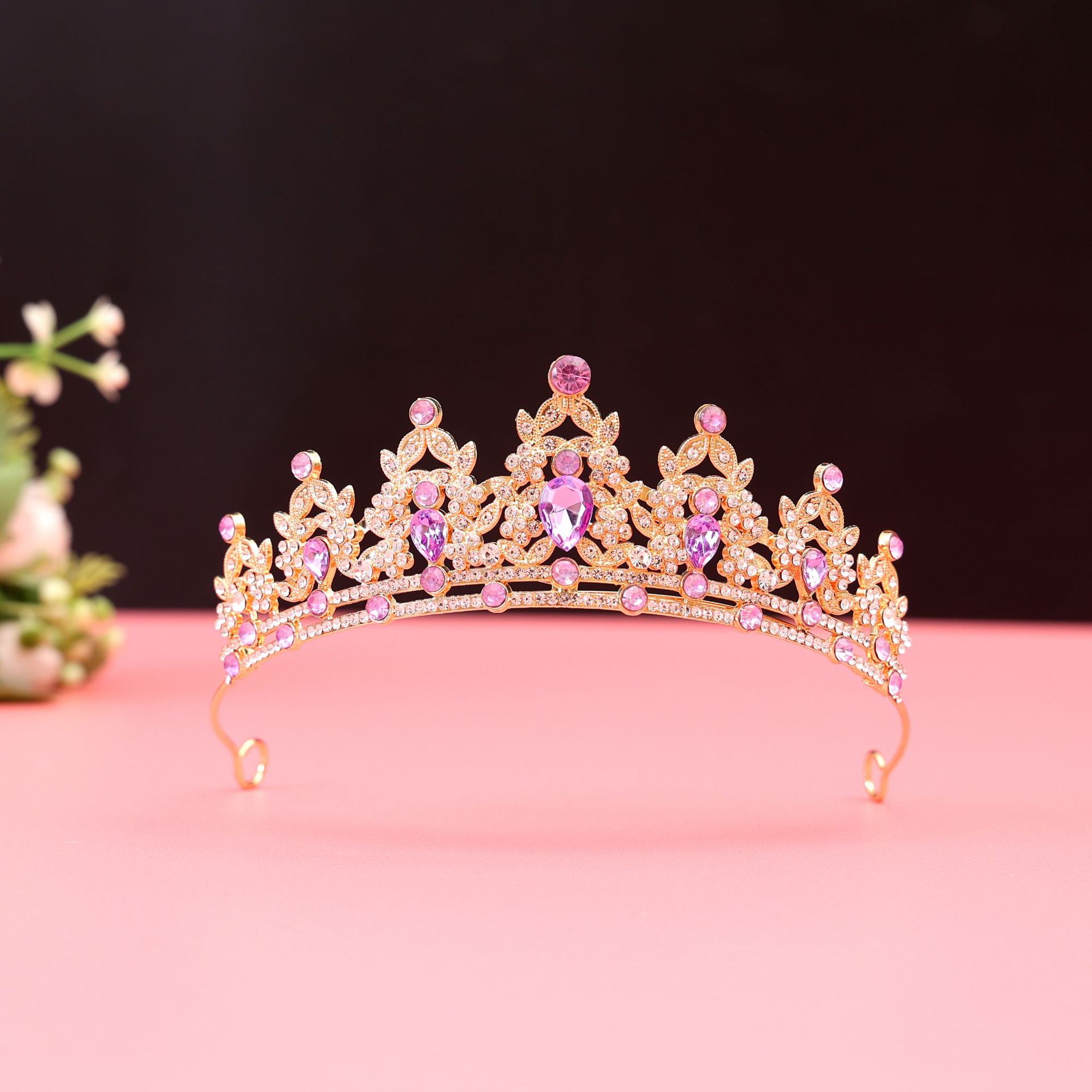 Los niños corona pastel tocado cristal accesorios para el cabello corona chica cumpleaños rendimiento diadema princesa vestido accesorios al por mayor