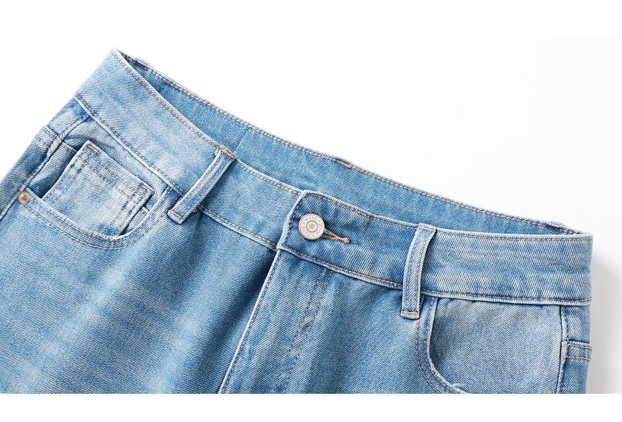 Quần jean nữ ống loe nhẹ chất lụa bốn mặt co giãn — xanh lam chi tiết 28