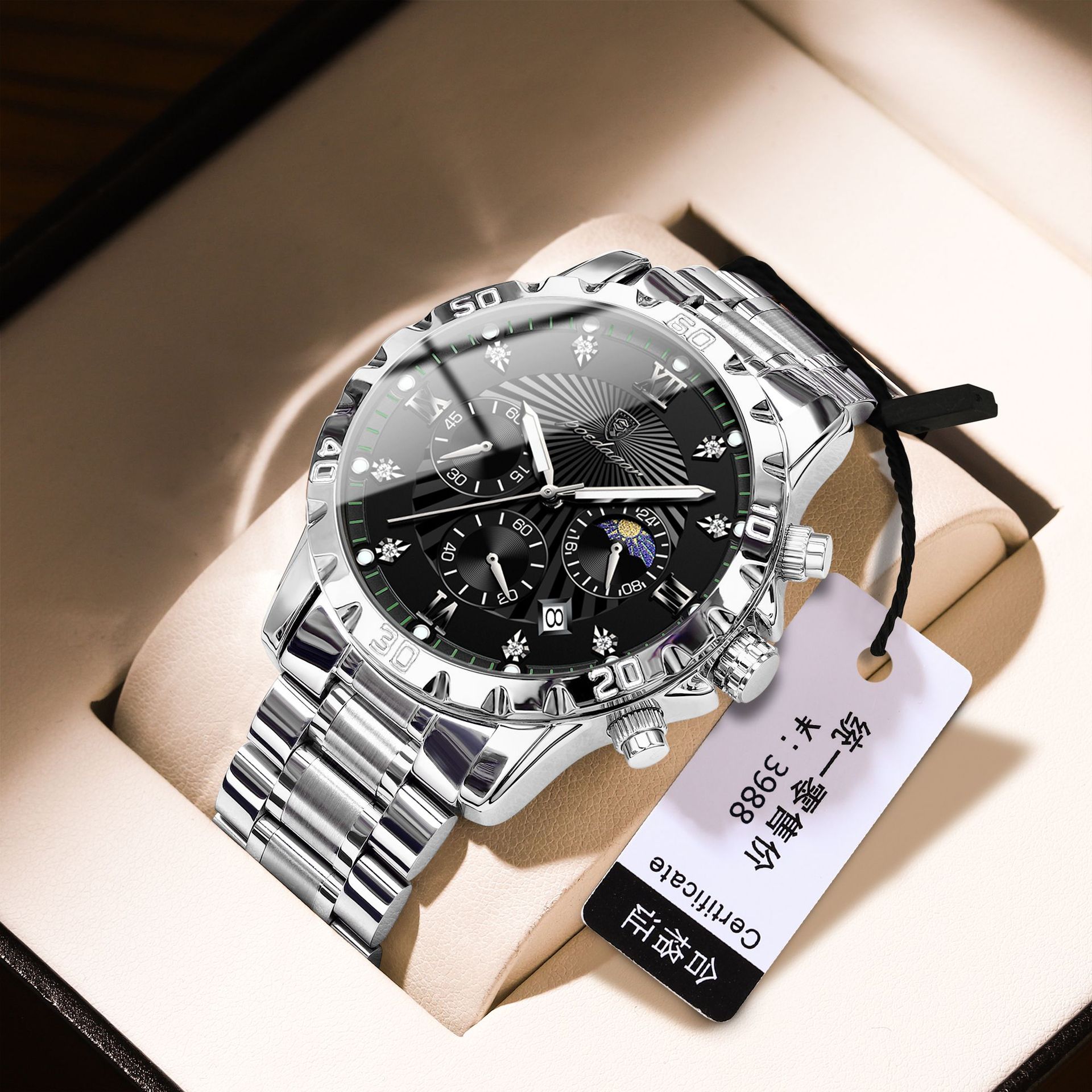 Marca suiza multifuncional reloj de cuarzo para hombre moda reloj luminoso para hombre en vivo comercio exterior estilo caliente entrega de una pieza