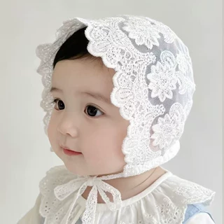 婴儿帽子洋气蕾丝荷叶边遮阳防晒胎帽夏季婴幼儿宝宝出游宫廷帽薄