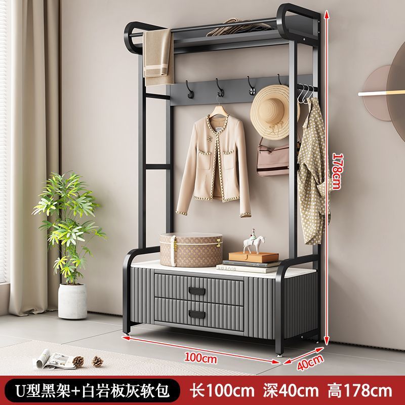 Dormitorio vertical percha de ropa bolsa suave percha de ropa casera de cuero real percha de ropa de piso percha de ropa gabinete de almacenamiento multifuncional image 12