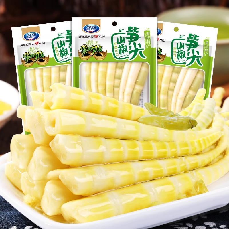 贤哥野山椒笋尖70g泡椒嫩竹笋开袋即食零食品下饭菜辣味休闲小吃