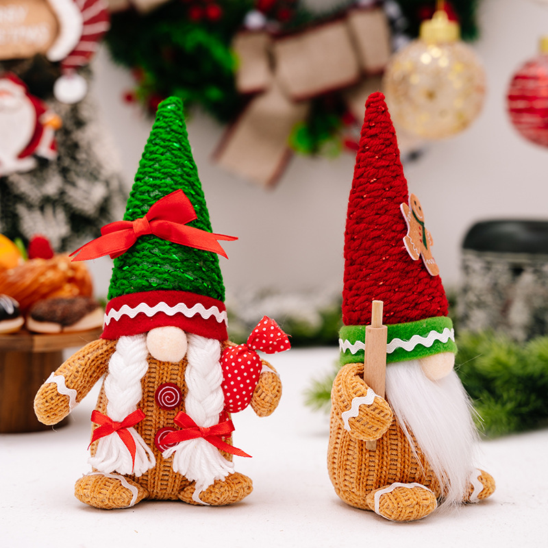 Cross-border new Christmas decoration doll red and green gingerbread…