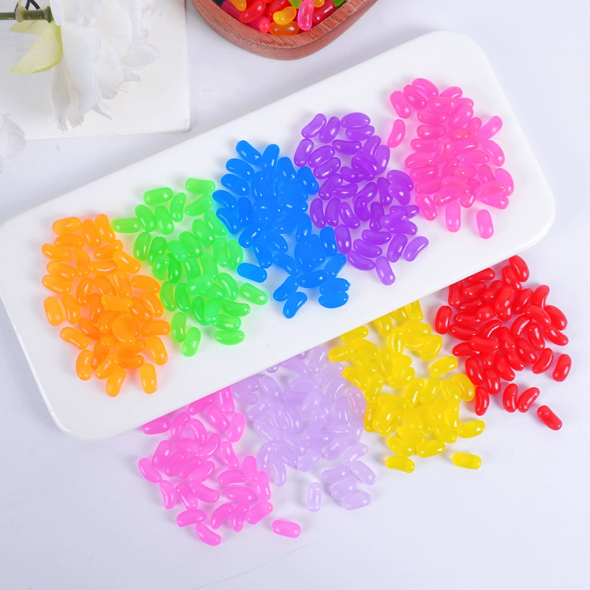 Маленькая искусственная модель радужных жевательных конфет из ПВХ, декоративные украшения для дома, желе, конфеты, аксессуары для искусственной еды