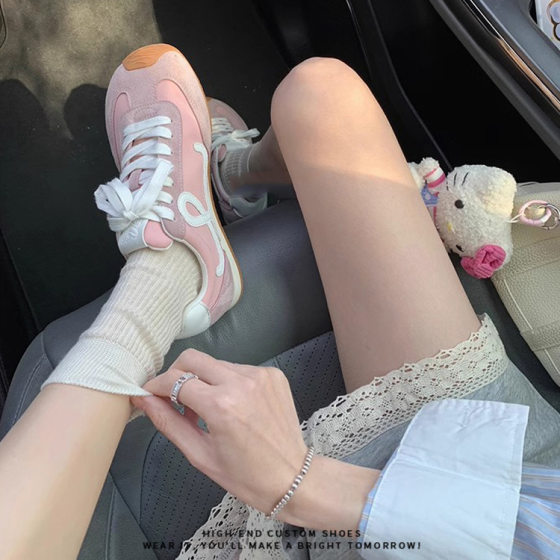 Cute Mango Head Forrest Gump Training Shoes Women's Genuine Leather Soft Bottom Height Increasing Sports Casual Sneakers 2025 Spring and Autumn New
