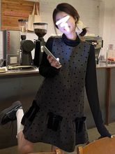 山力达迪早春季修身长袖打底衫高级感无袖背带裙套装保暖T恤连衣