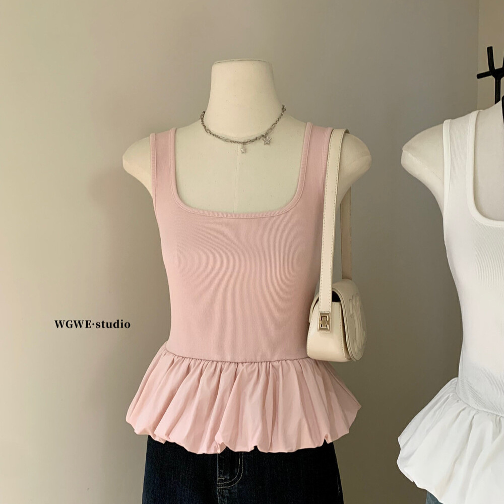 WGWE 2025 verano súper hermoso, único, hermoso, delgado, puro, viento, hombros sin tirantes, camisola, mujer W5450