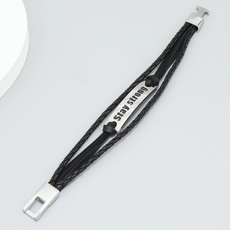 Fashion Letter Pu Leather Alloy Knitting Menu0027S Bracelets