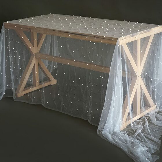 Cross-border pearl tulle decorative table runner nail bead mesh cake dessert table cloth solid color beautiful background cloth wholesale