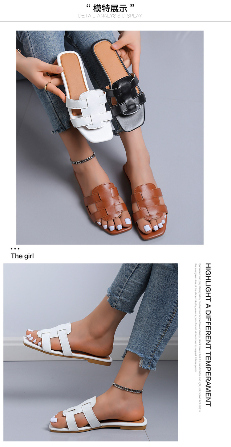 Verão novos chinelos femininos outerwear elegante plana férias sapatos de praia uma linha sandálias comércio exterior tamanho grande_voghion.com