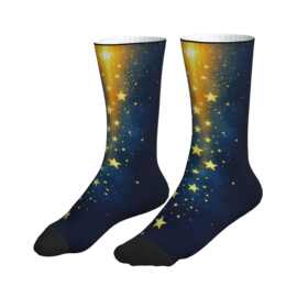 POD印花渐变鎏金纵向流星满天星梦幻银河氛围感中筒袜