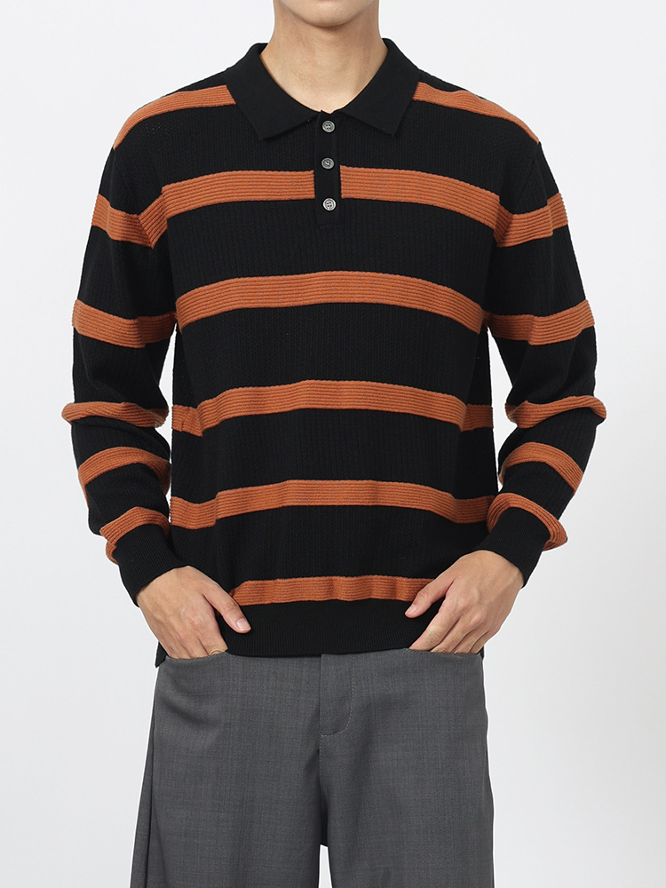 Comercio exterior transfronterizo Amazon ropa de hombre Polo a rayas de hombre Casual de negocios con collar de punto suéter Polo para hombre