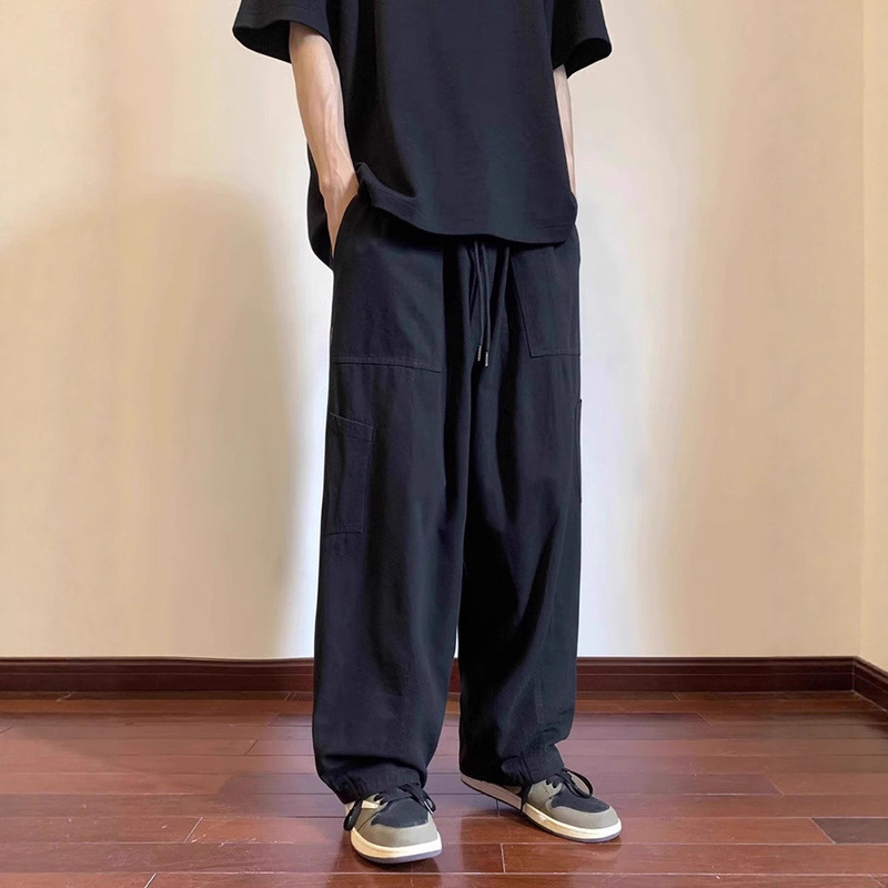 Extra Large Size 150kg Japanese Style Straight Cargo Pants Men's Autumn Trendy Wide-Leg Pants Loose Casual Long Pants for Big Guys