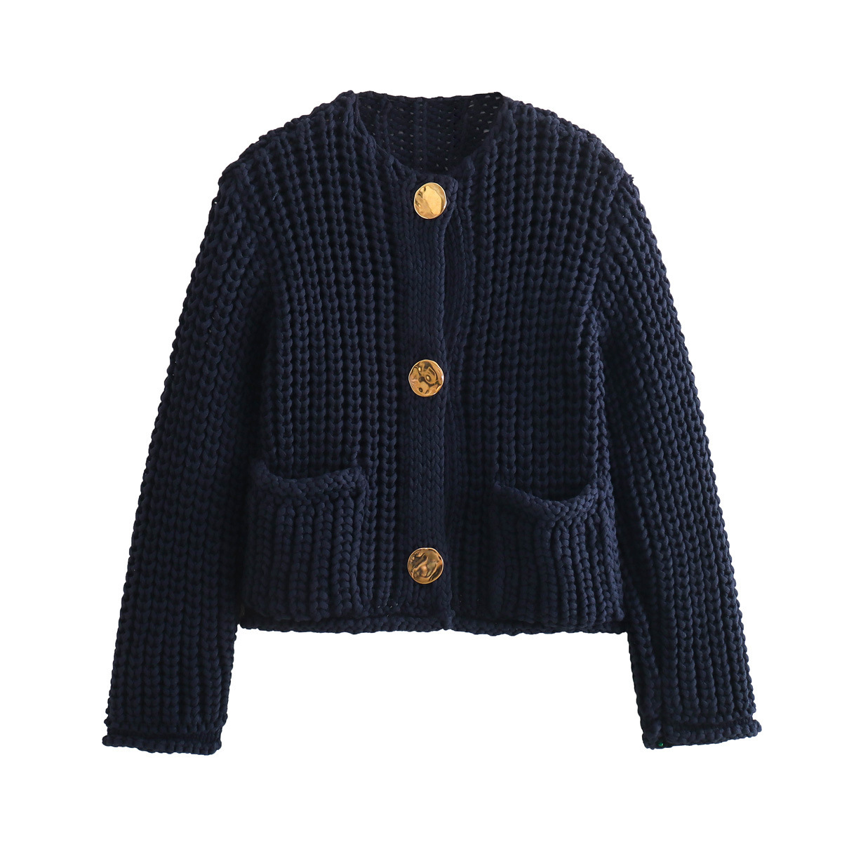 Women s clothing spring new item single breasted short coarse knitted sweater jacket top_voghion.com