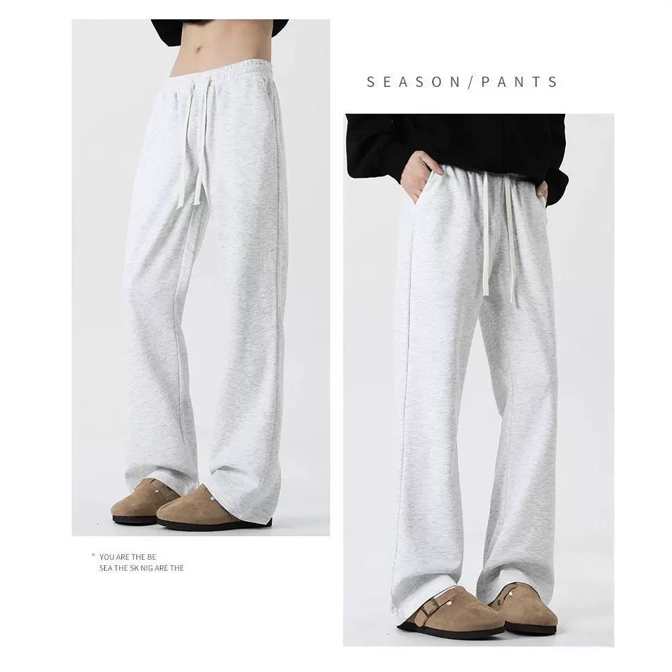 男士休闲裤子秋季新款潮流直筒阔腿裤男生百搭宽松垂感长裤