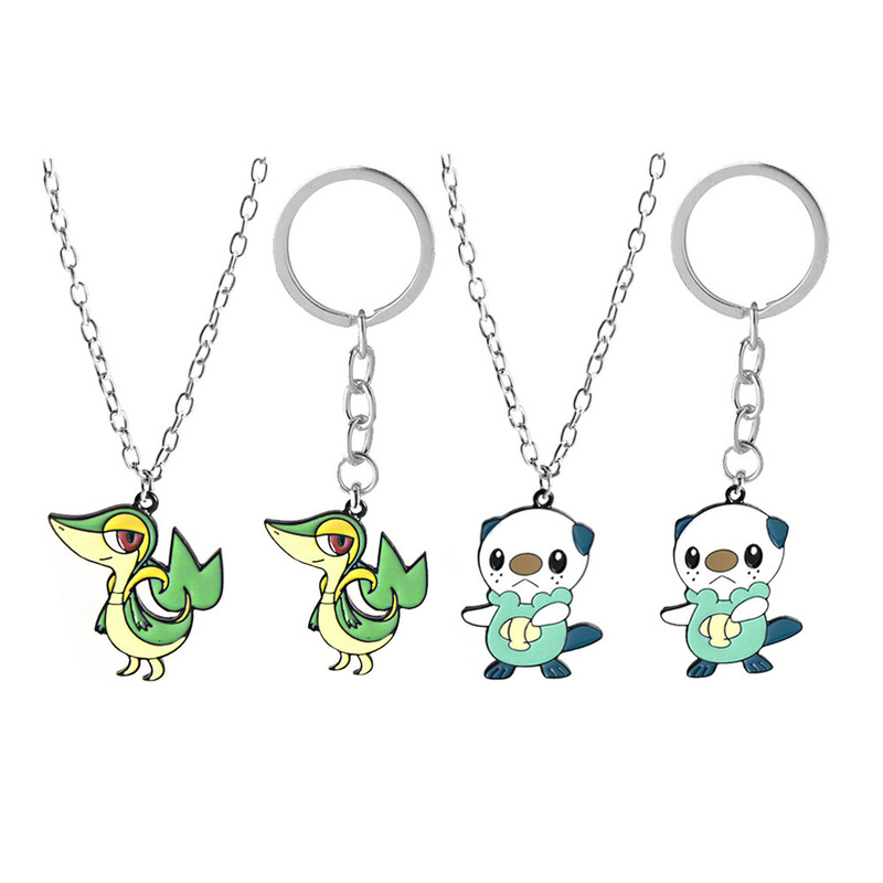 Anime Five Generation Initial Pokemon Water Otter Vine Vine Snake Necklace Cute Cartoon Pokemon Keychain