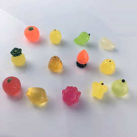 夜光迷你水果柿子杨桃菠萝食玩鞋花头饰儿童玩具树脂diy饰品配件