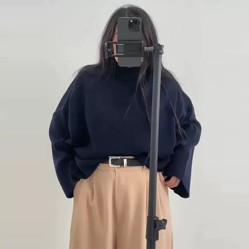 2025年秋季新款亚马逊欧美跨境外贸针织高领针织长袖宽松休闲毛衣