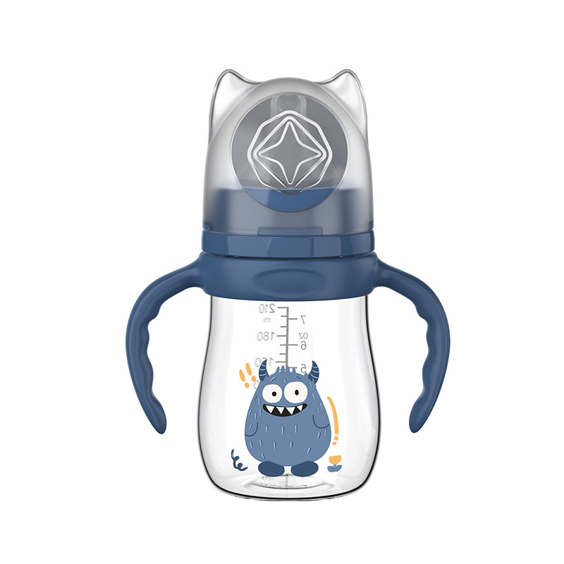 Biberón de Boca Ancha para Bebés, 210 ml, 240 ml, 300 ml, Serie Monster con Asa, Biberón de PP sin Pajita, Venta al por Mayor