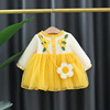 Spring autumn dress with sleeves, backpack flower-shaped, 2023, flowered, long sleeve, Korean style