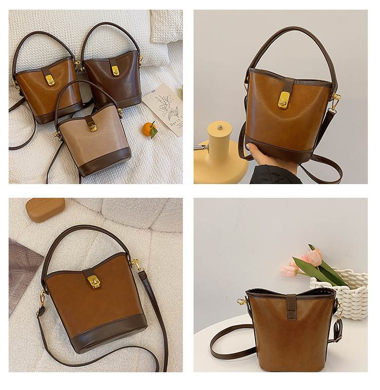 2024 New Women's Bag High End and Fashionable Handheld Bag Women's Retro and Simple Water Bucket Bag Small Cross Body Shoulder Bag_voghion.com
