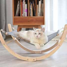 木质猫秋千吊床无异味猫咪摇篮四季通用宠物用品可水洗帆布猫吊床