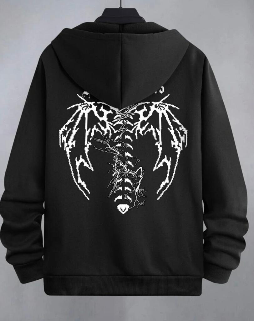 Sudadera con Capucha Holgada/Forrada de Felpa Estilo Pareja Transfronteriza, Moda Urbana, Estampado Hecho a Mano, Bolsillo, Chaqueta Y2K