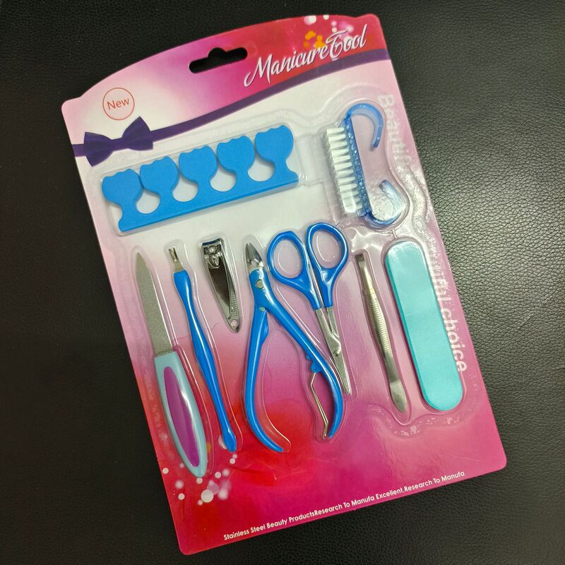 Complete set of nail art tools, multifunctional nail trimming and cuticle removal tools, available in blister pack and multiple colors Complete set of nail art tools, multifunctional nail trimming and cuticle removal tools, available in blister pack and multiple colors